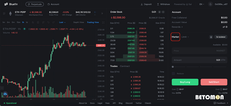 Open a Market Order on Bluefin